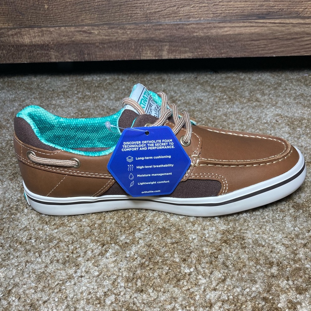 Brown and Teal Finatic Boat Shoes - Picture 3 of 8